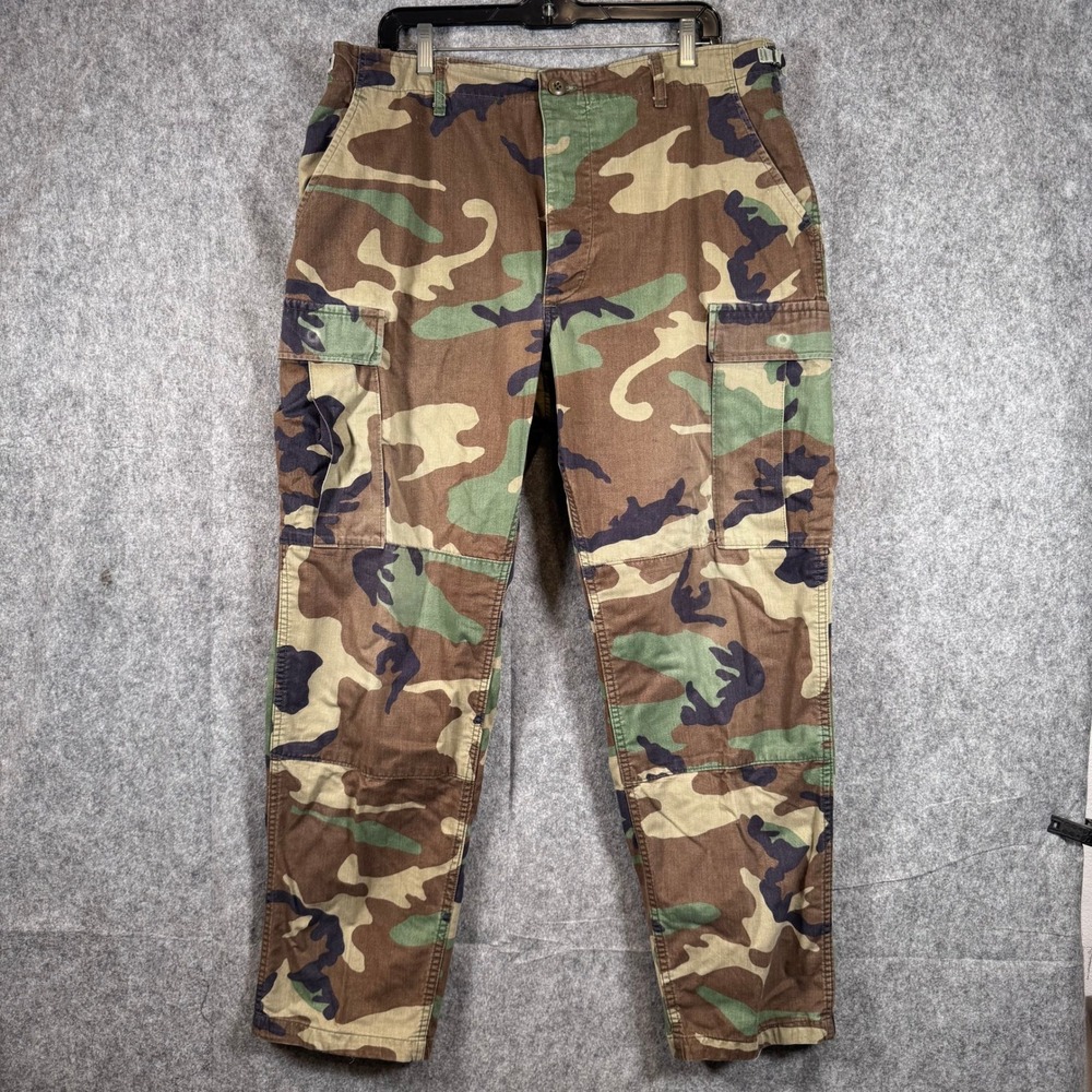 Combat Pants Mens Large Reg Camo Military BDU Cargo Woodland Tactical Outdoor